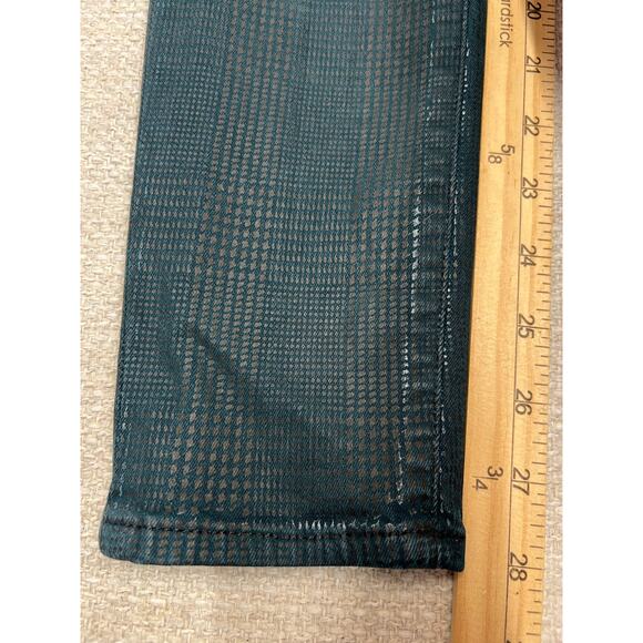 HUDSON Jean Coated Geometric Print Dark Green Nico Super Skinny Denim Midrise 26 - Picture 7 of 16